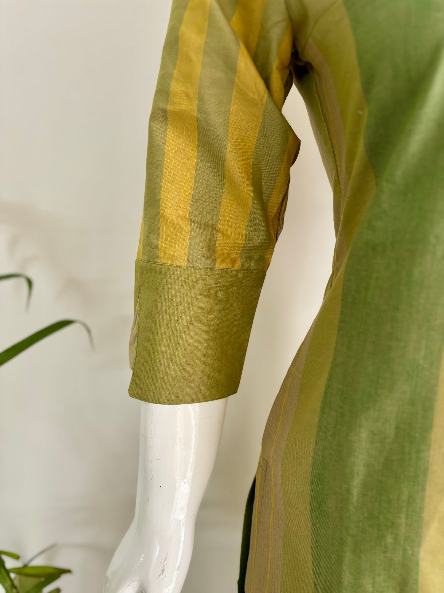 Green Handloom Cotton Kurta Set