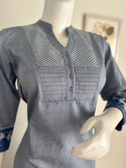 Grey Khadi Cotton Kurta Set