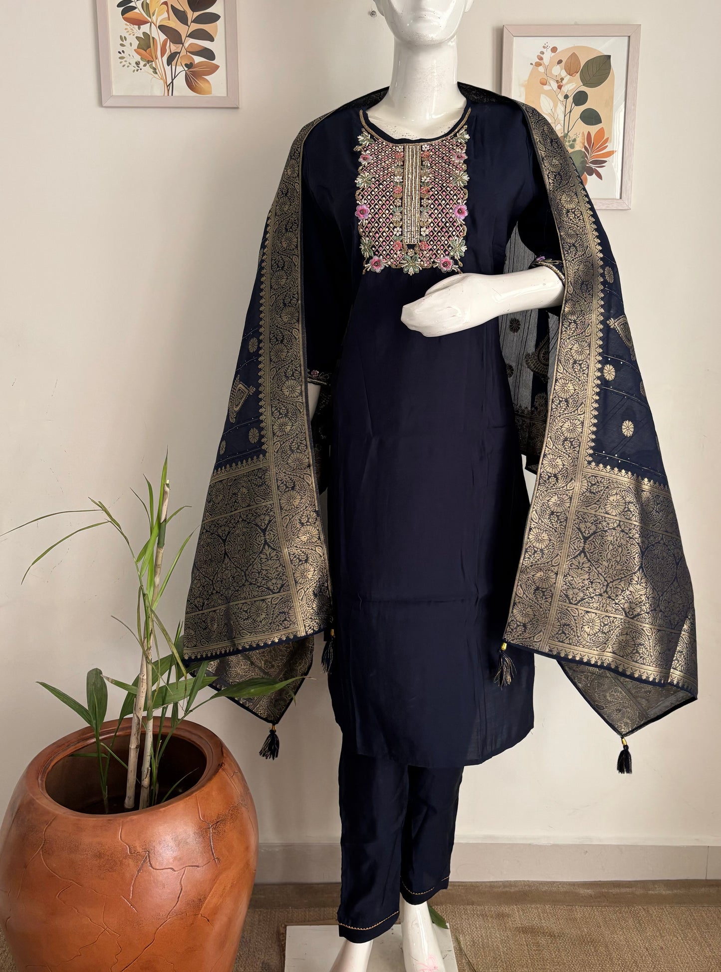 Silk Kurta Set with Handwork Embroidery