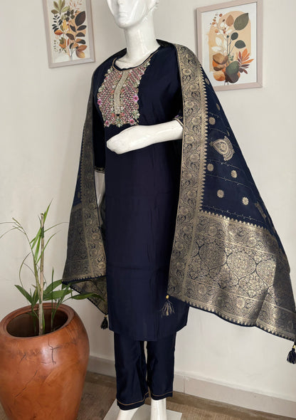 Silk Kurta Set with Handwork Embroidery