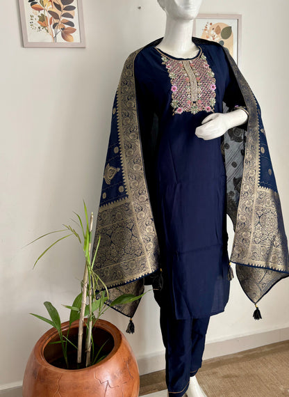 Silk Kurta Set with Handwork Embroidery