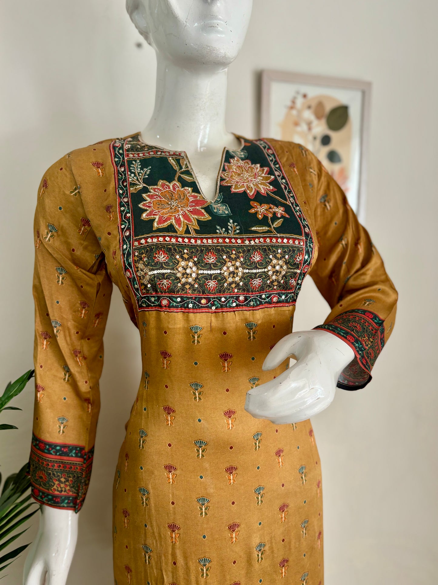 Mustard Yellow Silk Kurta Set