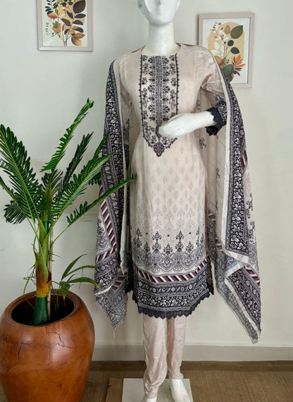 Pearl White Muslin Silk Kurta Set