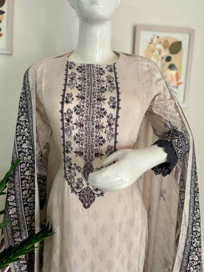 Pearl White Muslin Silk Kurta Set