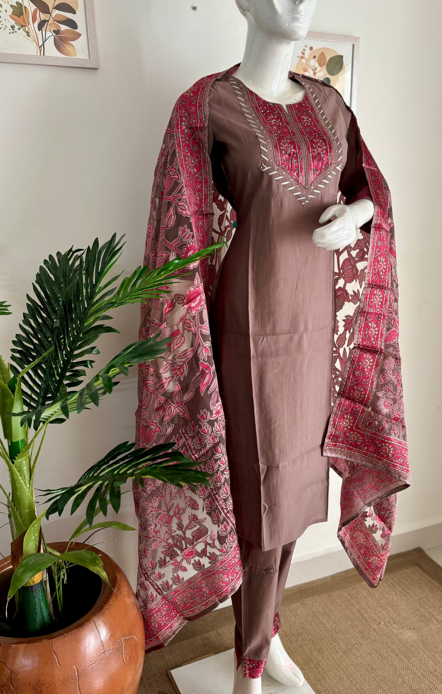 Pure Cotton Silk Brown Kurta Set