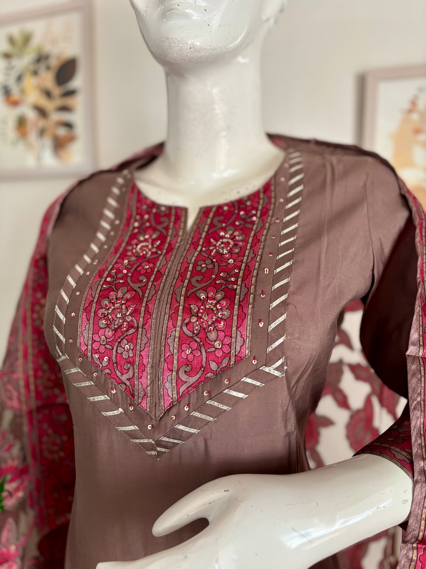 Pure Cotton Silk Brown Kurta Set