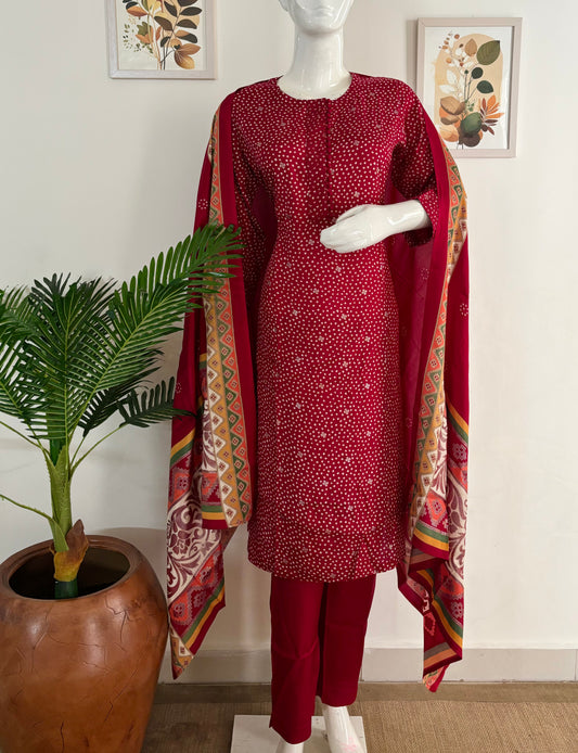 Pure Silk Bandhani Kurta Set