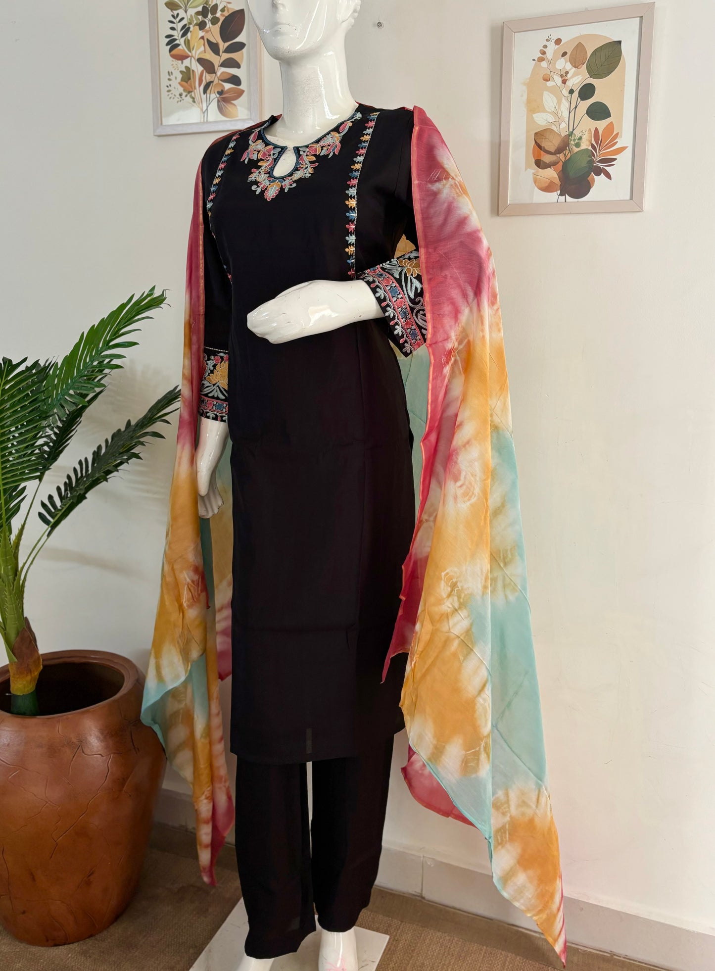 Pure Silk Black Kurta Set