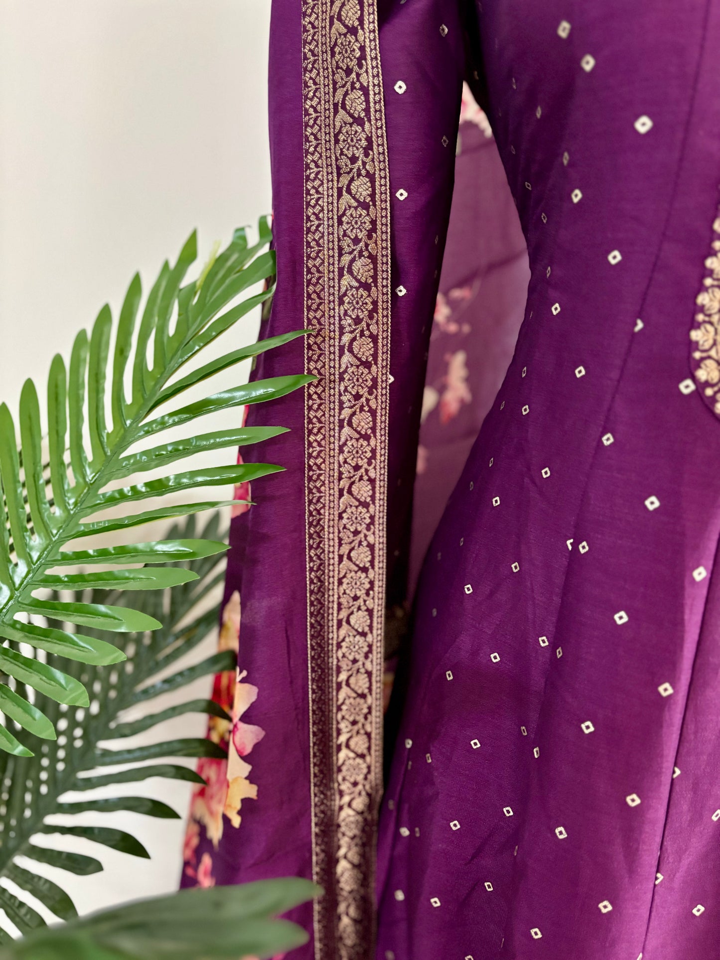 Purple Silk Anarkali Set