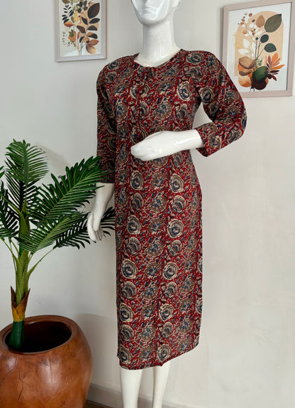 Pure Cotton Kalamkari Handblock Kurta in Ajrakh Print