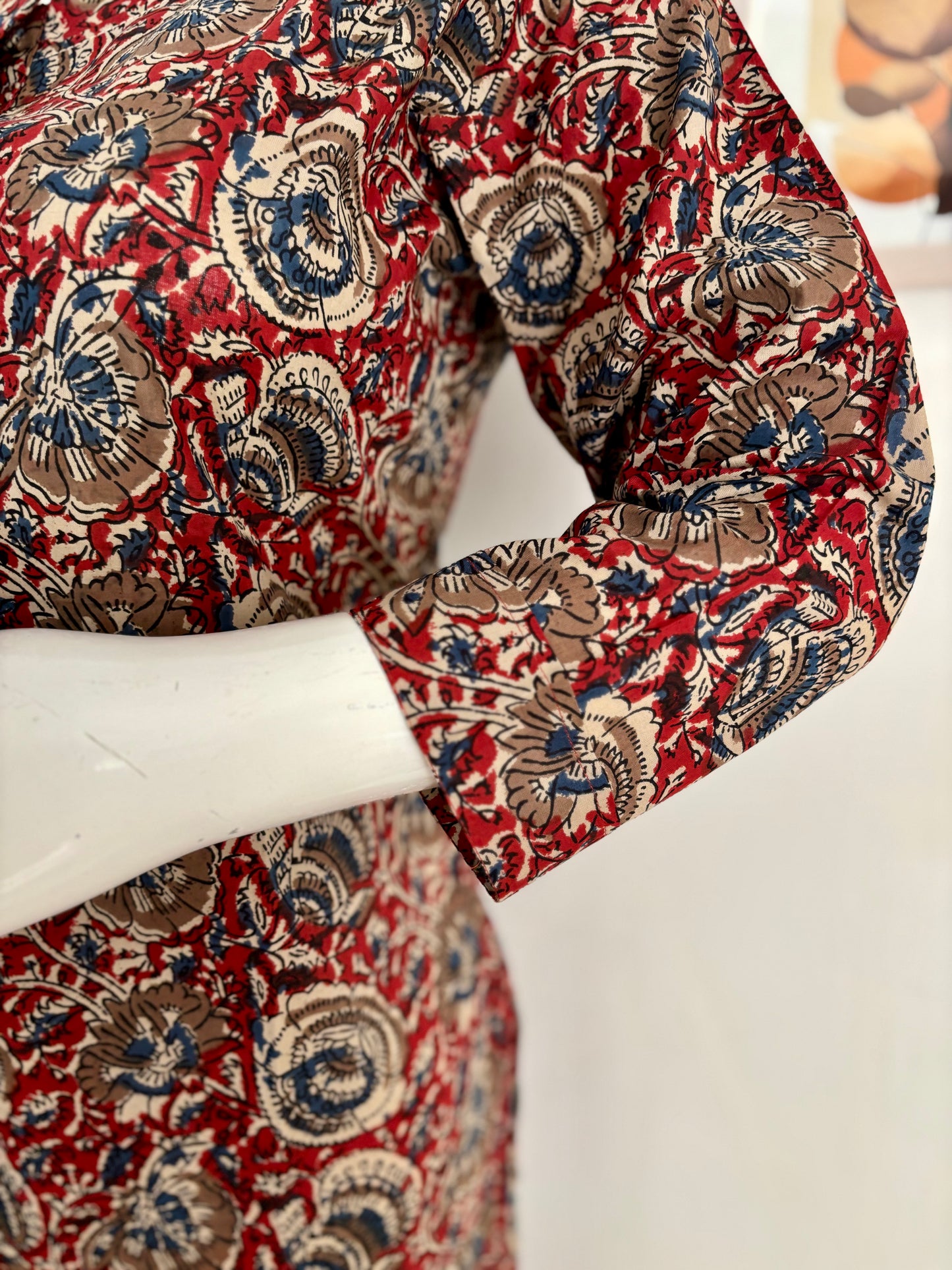 Pure Cotton Kalamkari Handblock Kurta in Ajrakh Print