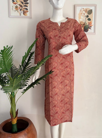 Pure Cotton Kalamkari Handblock Kurta in Floral Print