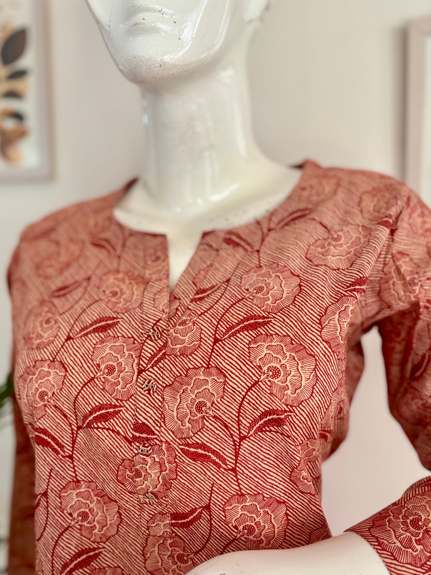 Pure Cotton Kalamkari Handblock Kurta in Floral Print