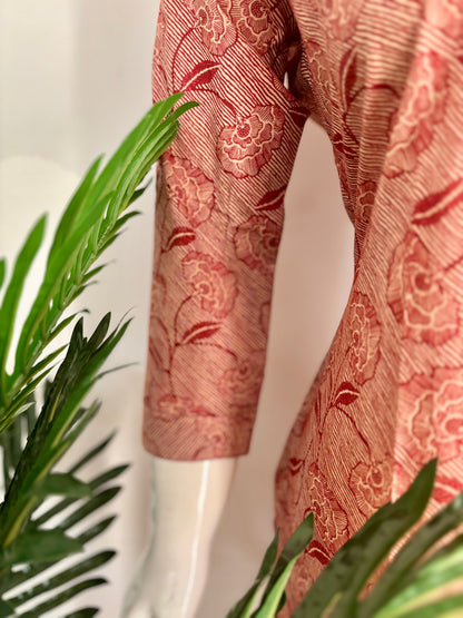 Pure Cotton Kalamkari Handblock Kurta in Floral Print