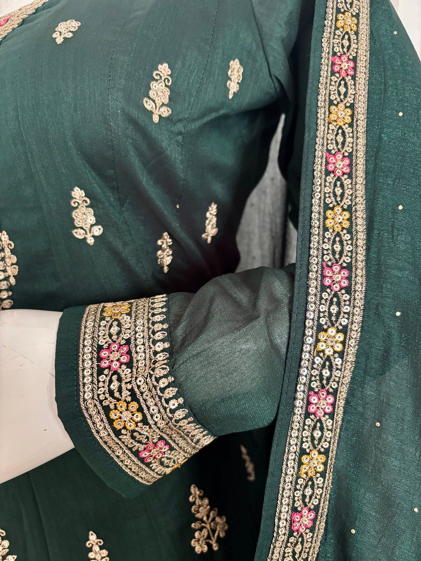 Enchanting Elegance: Bottle Green Anarkali Suit