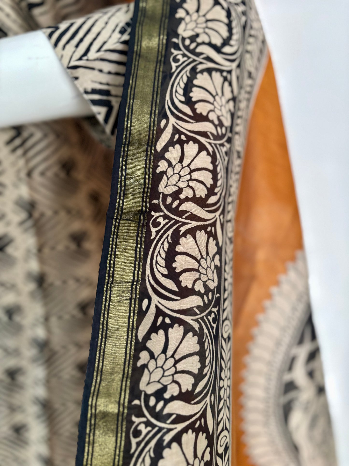 Grace: Tussar Chanderi Ensemble with Handblock Print