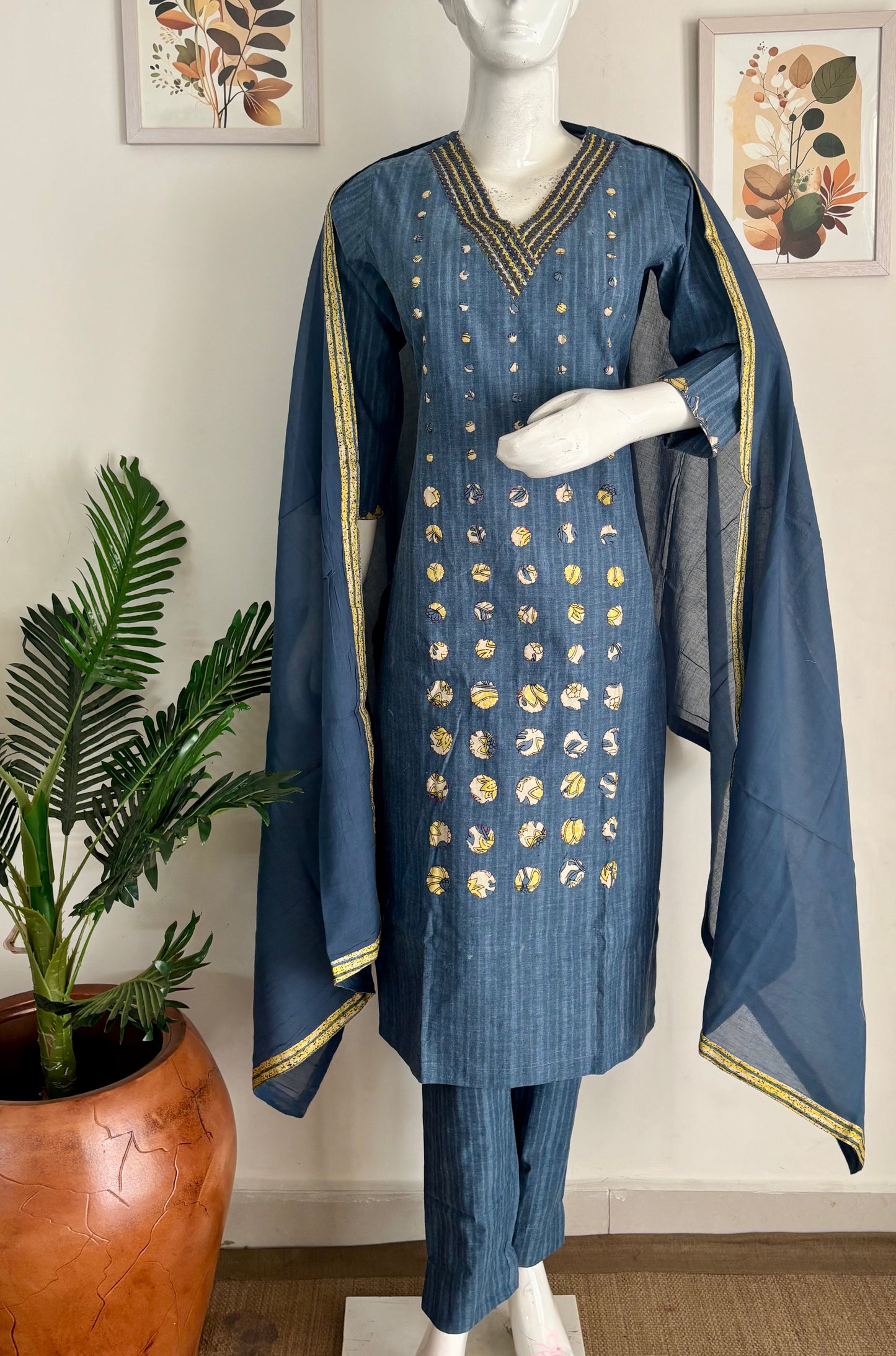 Blue Handloom Cotton Kurta Set
