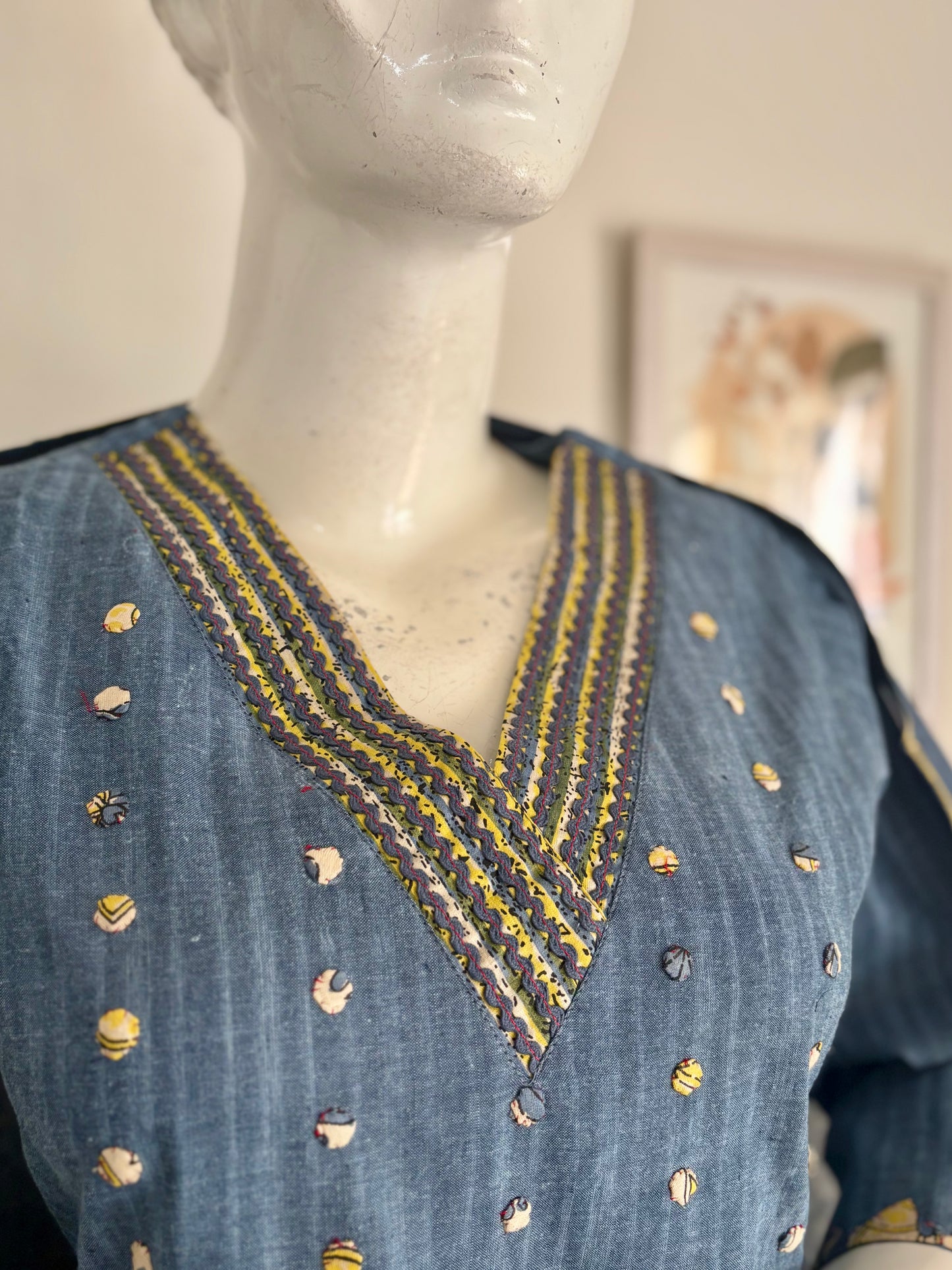 Blue Handloom Cotton Kurta Set