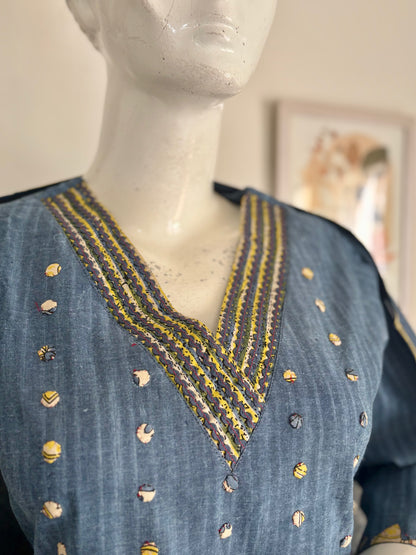 Blue Handloom Cotton Kurta Set