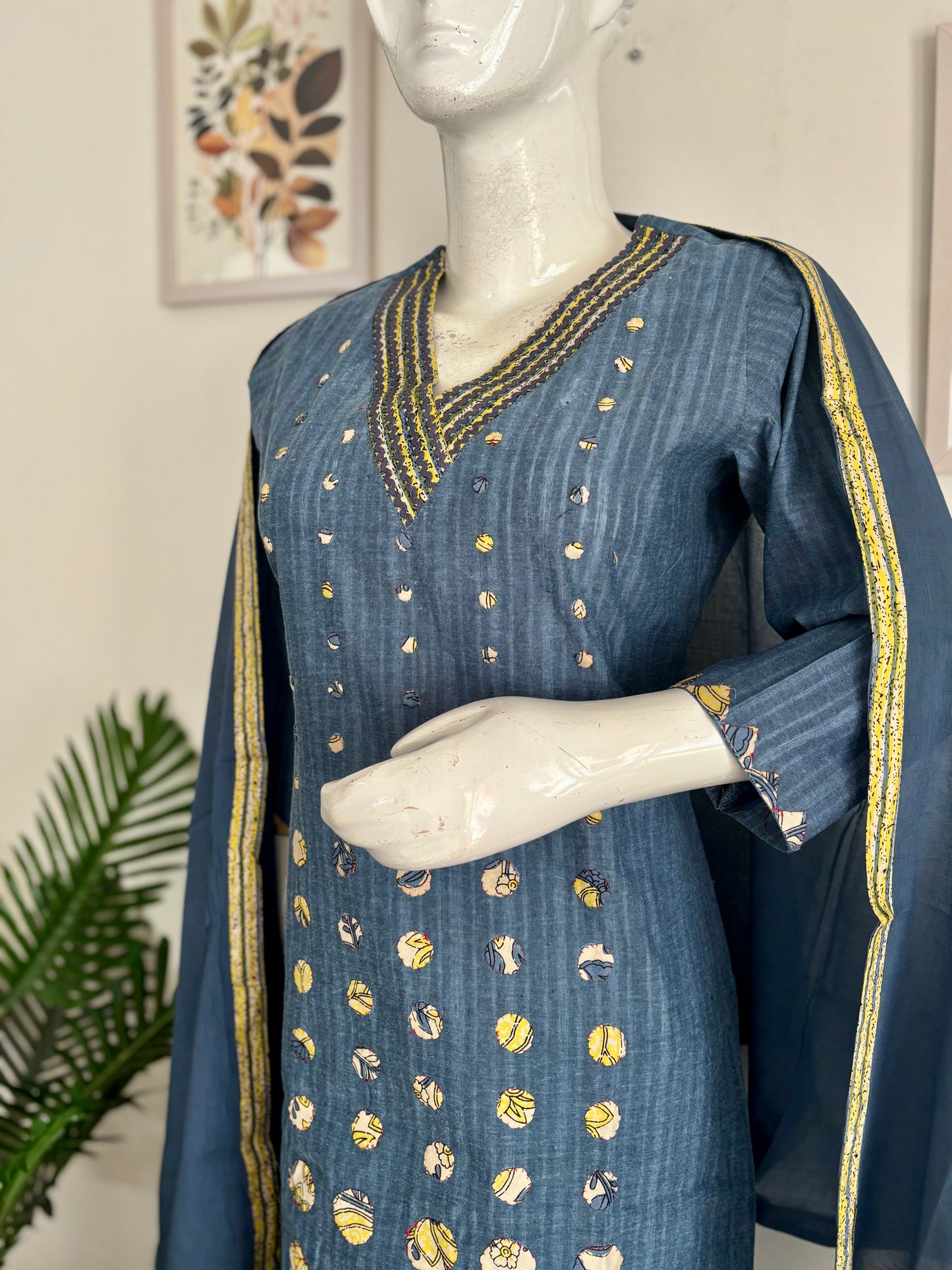 Blue Handloom Cotton Kurta Set