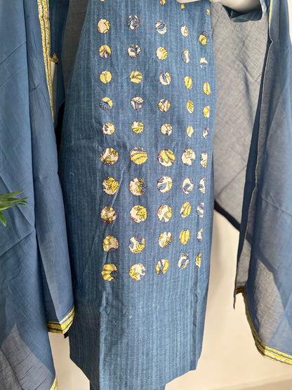 Blue Handloom Cotton Kurta Set