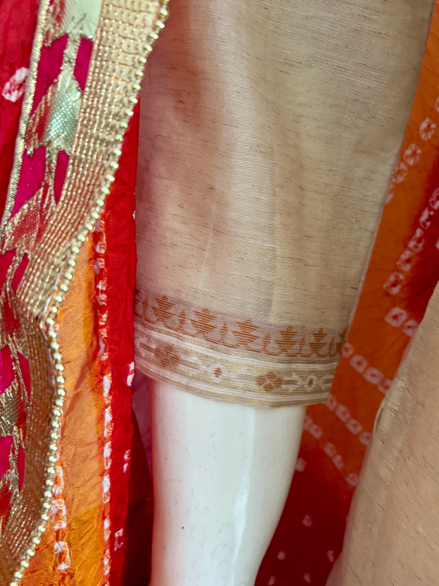 Elegant Beige Linen-Silk Jamdani Kurta Set