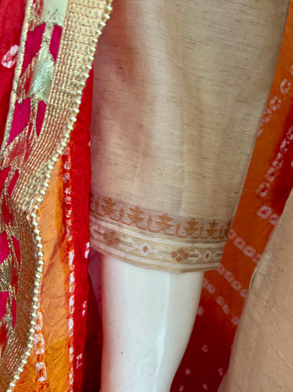 Elegant Beige Linen-Silk Jamdani Kurta Set