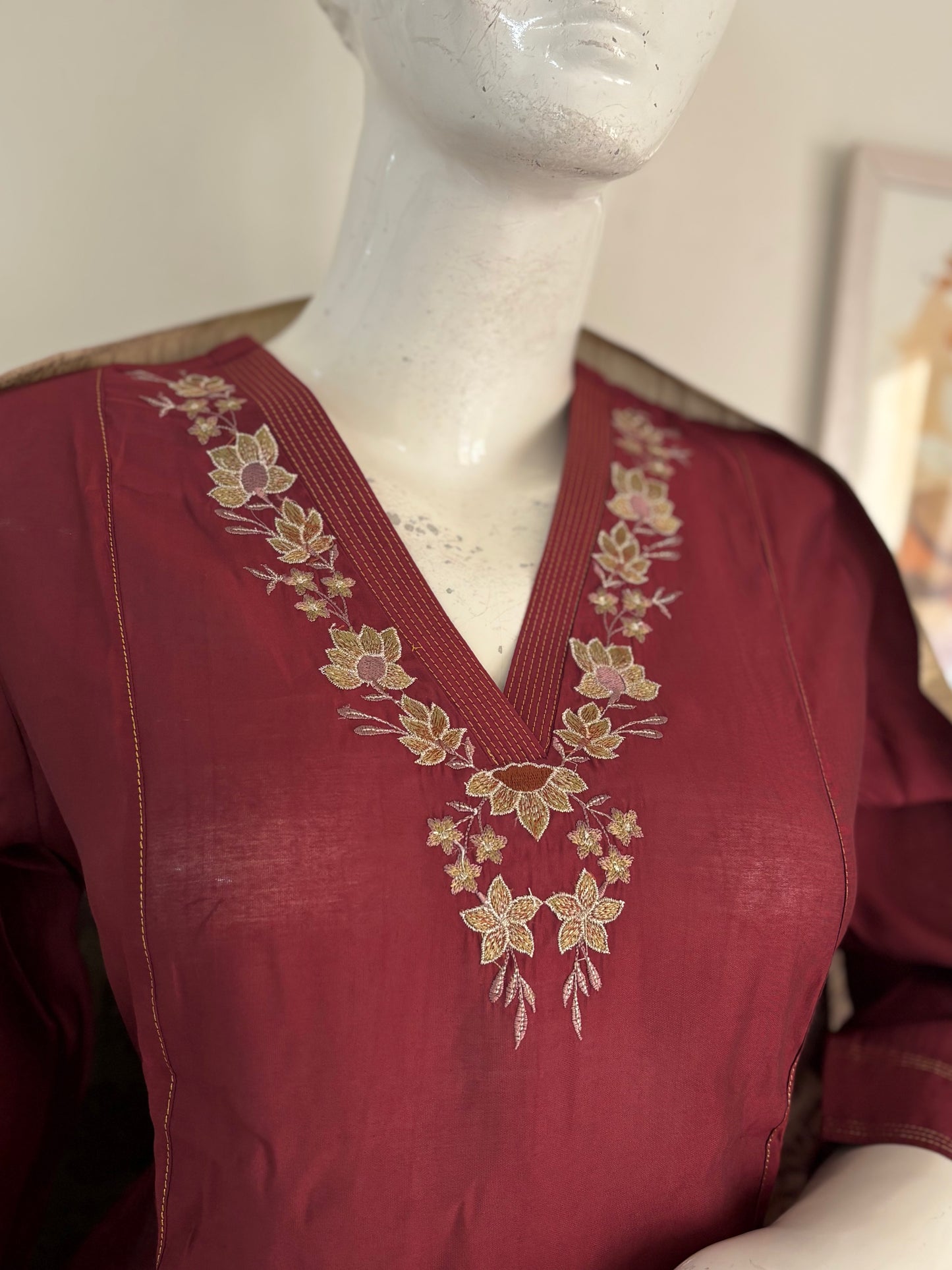 Pure Silk Wine Kurta Set
