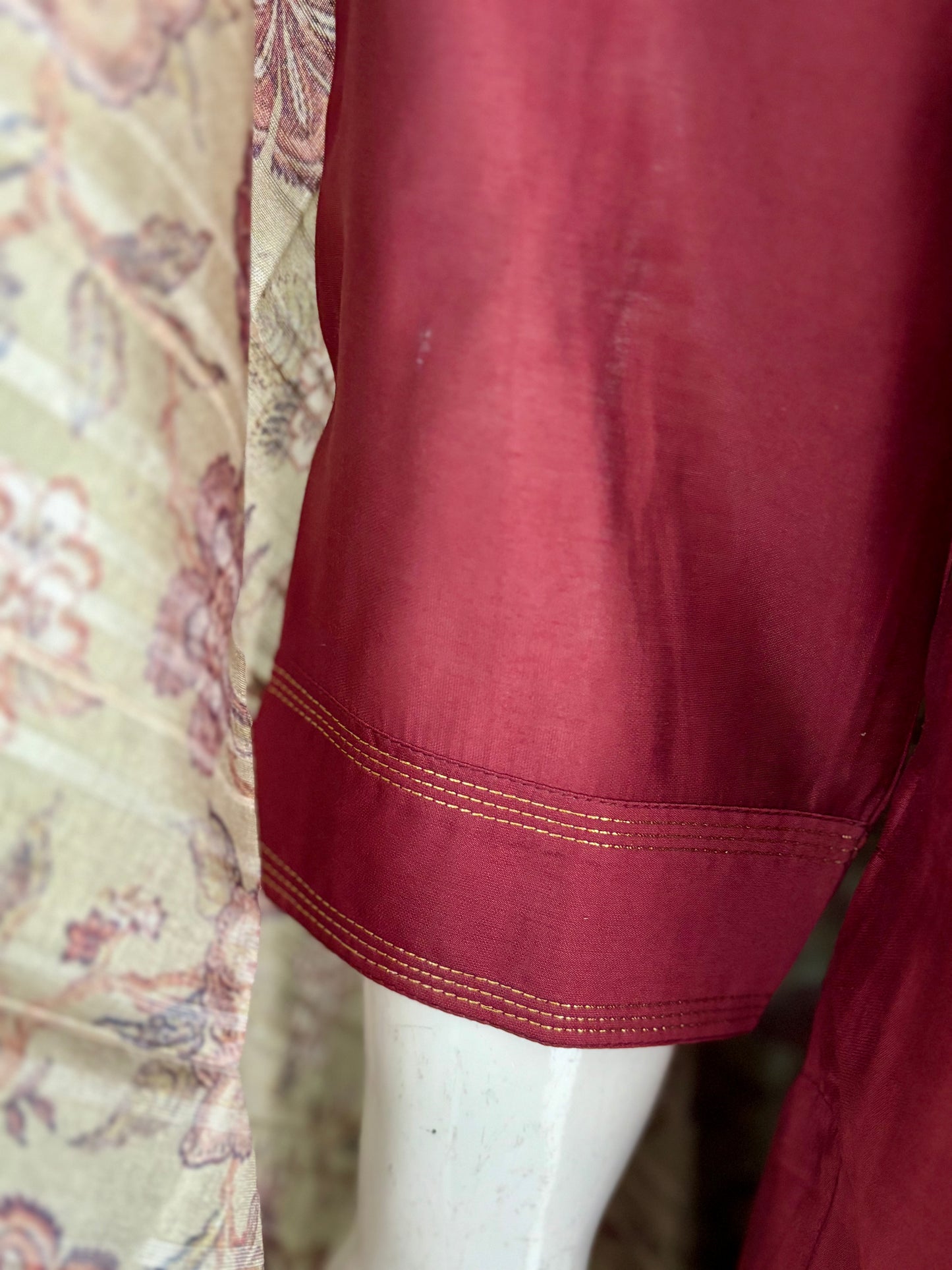 Pure Silk Wine Kurta Set