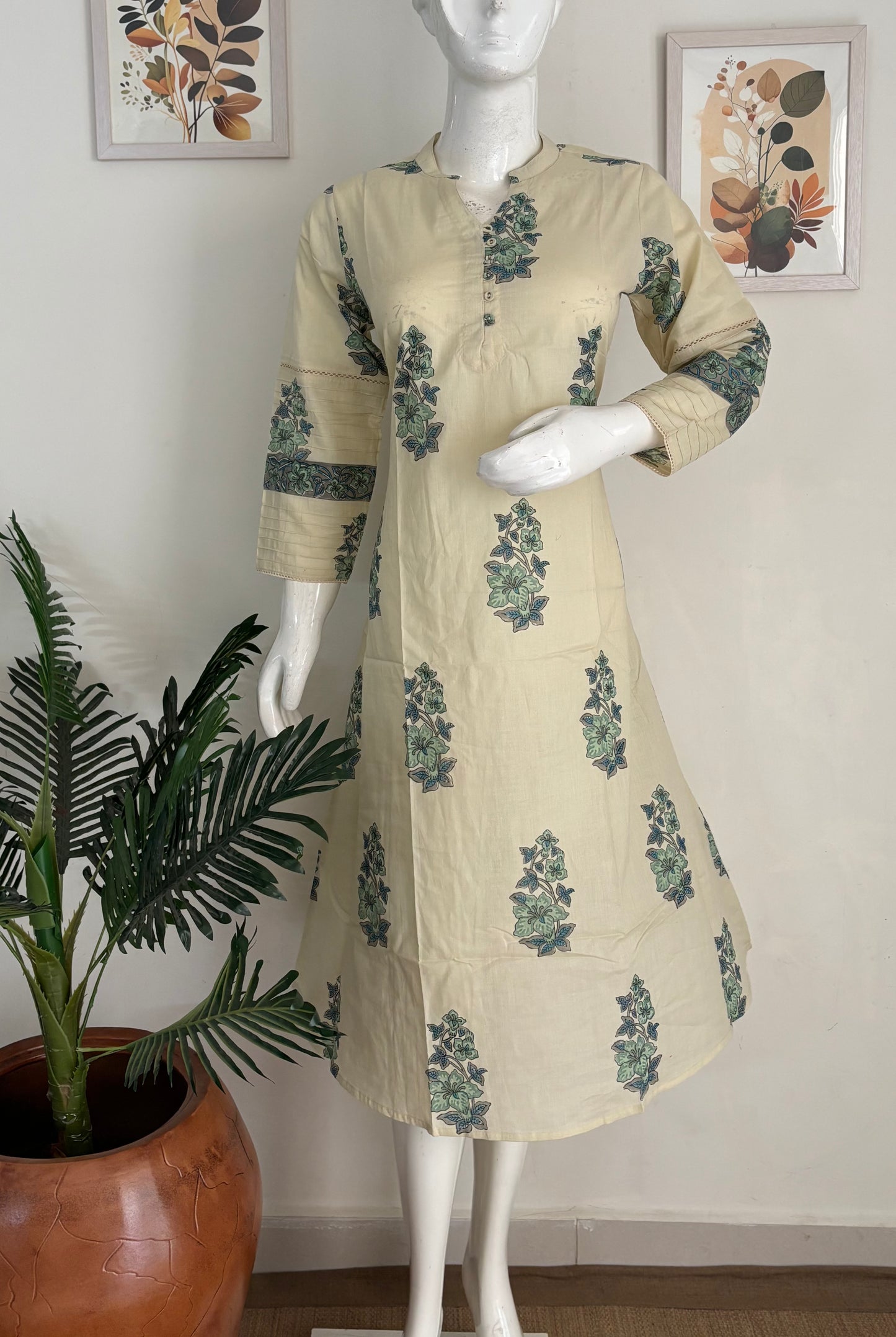 Pure Cotton Handblock Mughal Buta Kurta – Elegant Everyday Essential