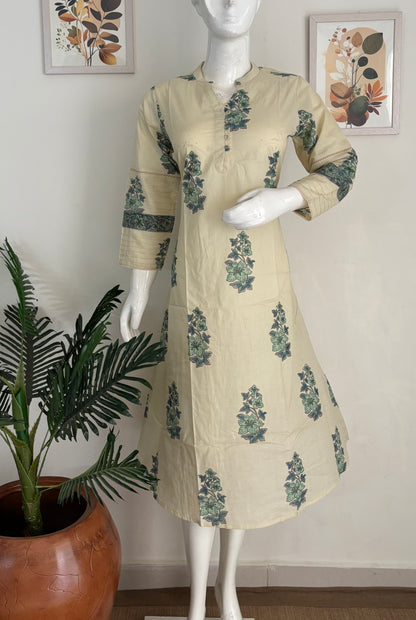 Pure Cotton Handblock Mughal Buta Kurta – Elegant Everyday Essential