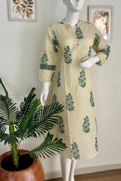 Pure Cotton Handblock Mughal Buta Kurta – Elegant Everyday Essential