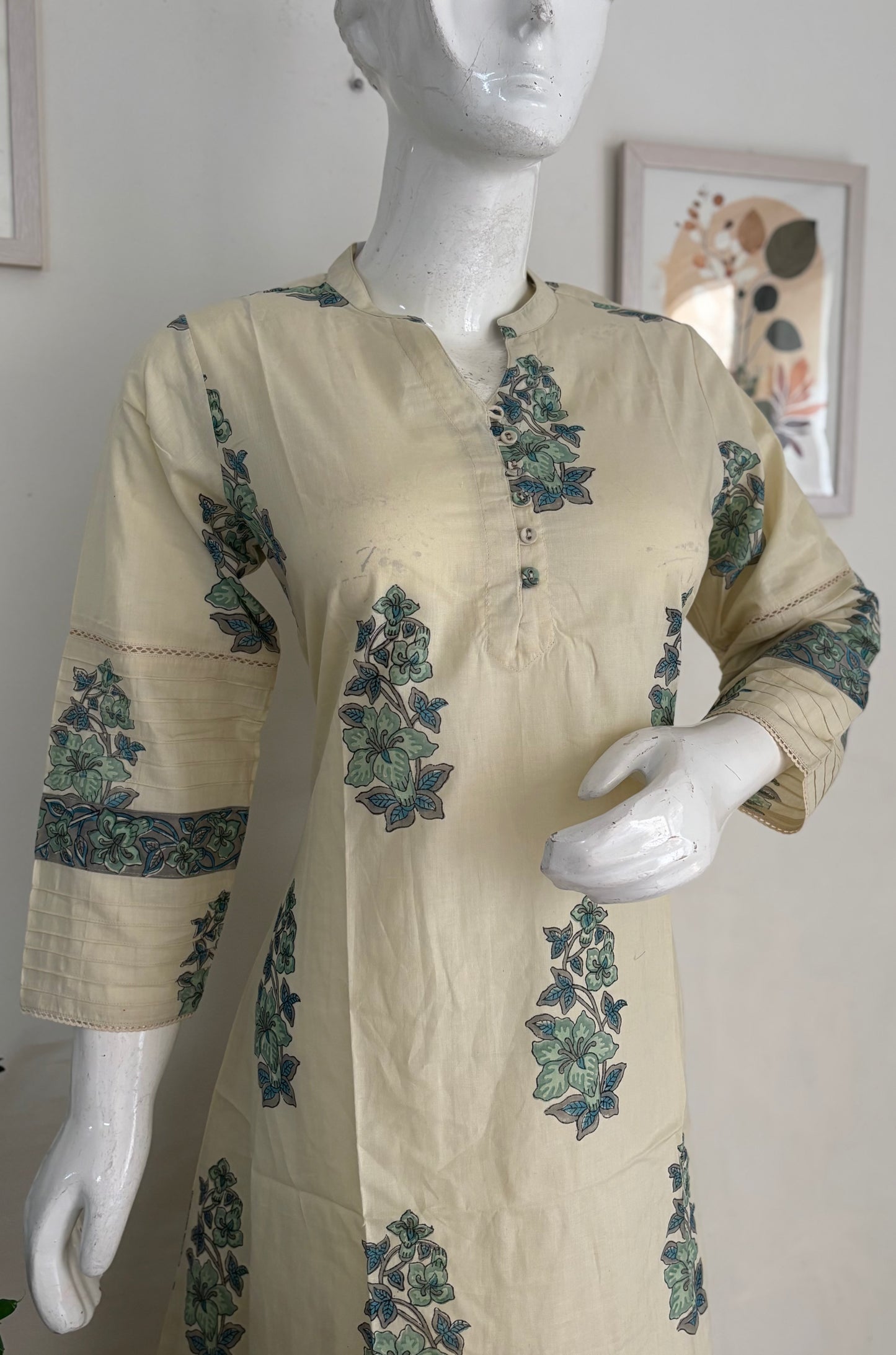 Pure Cotton Handblock Mughal Buta Kurta – Elegant Everyday Essential