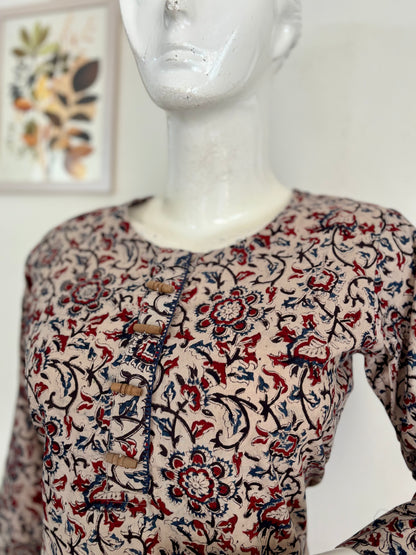 Pure Handloom Cotton Kalamkari Kurta – Timeless Everyday Charm