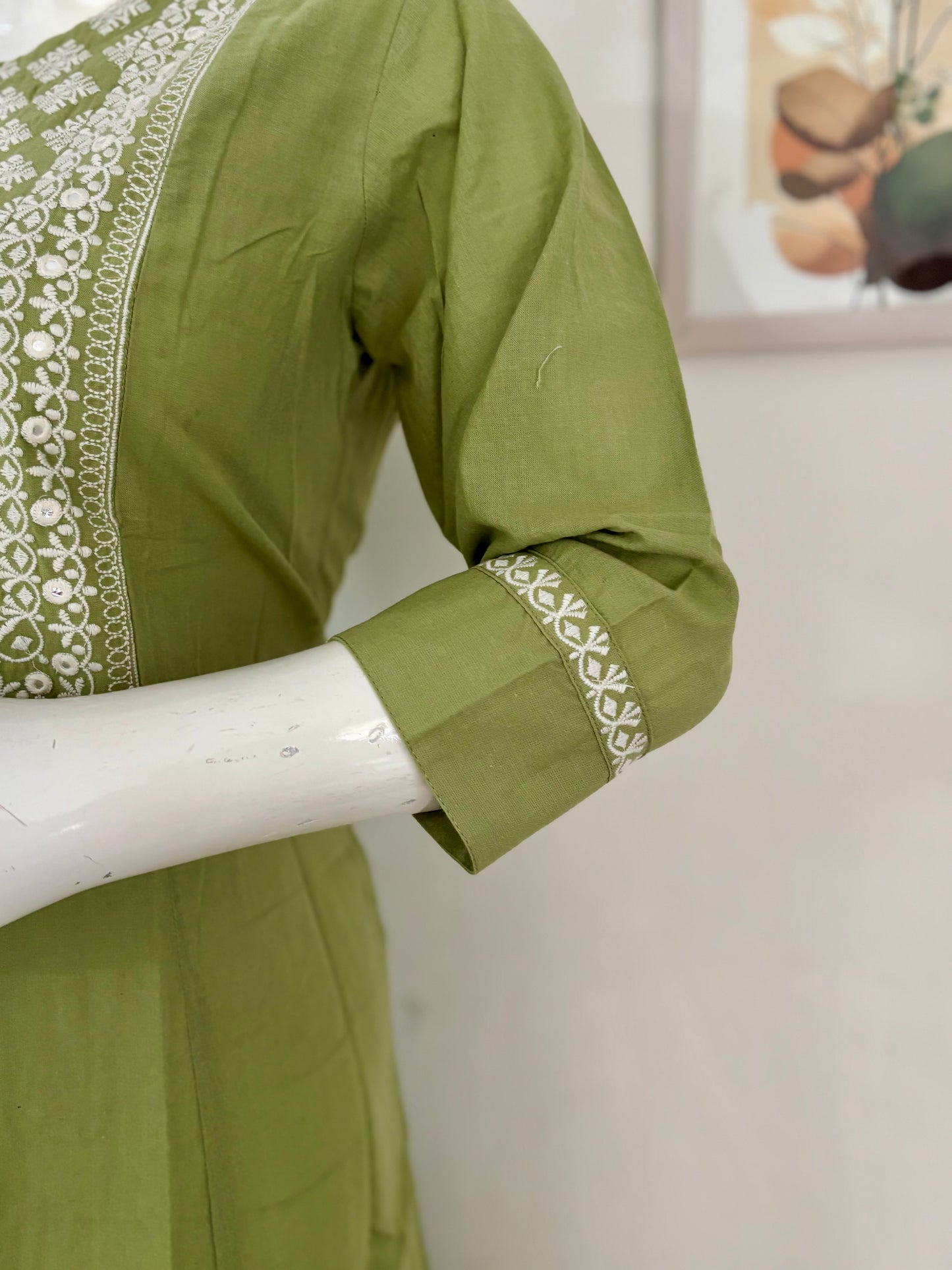 Pure Handloom Cotton Kurta – Lime Green Elegance