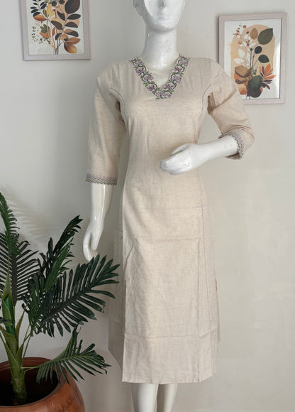 Off-White Handloom Cotton Kurta