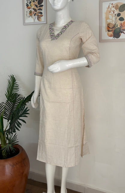 Off-White Handloom Cotton Kurta