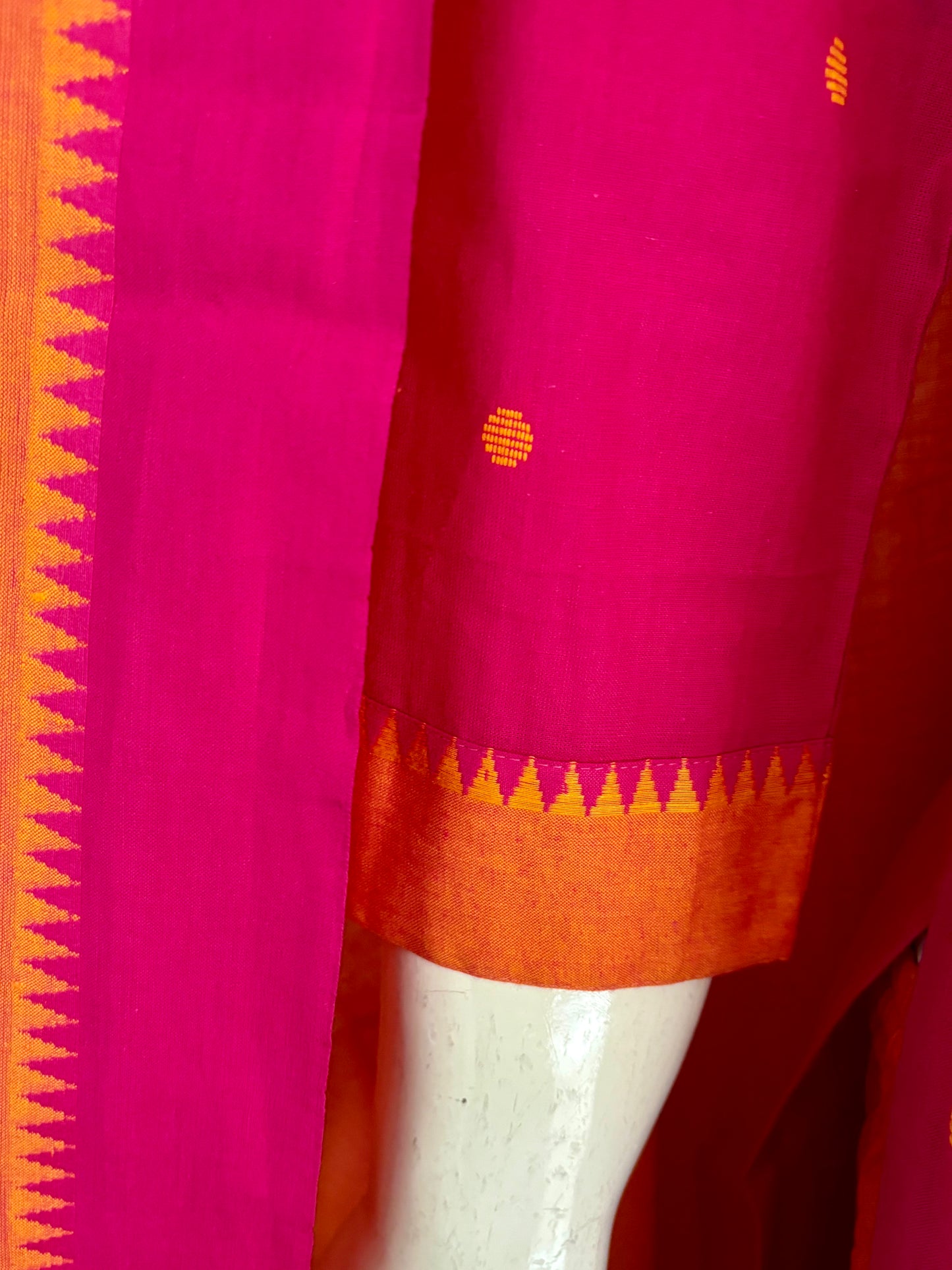 Fuchsia Pink Handloom Cotton Kurta Set