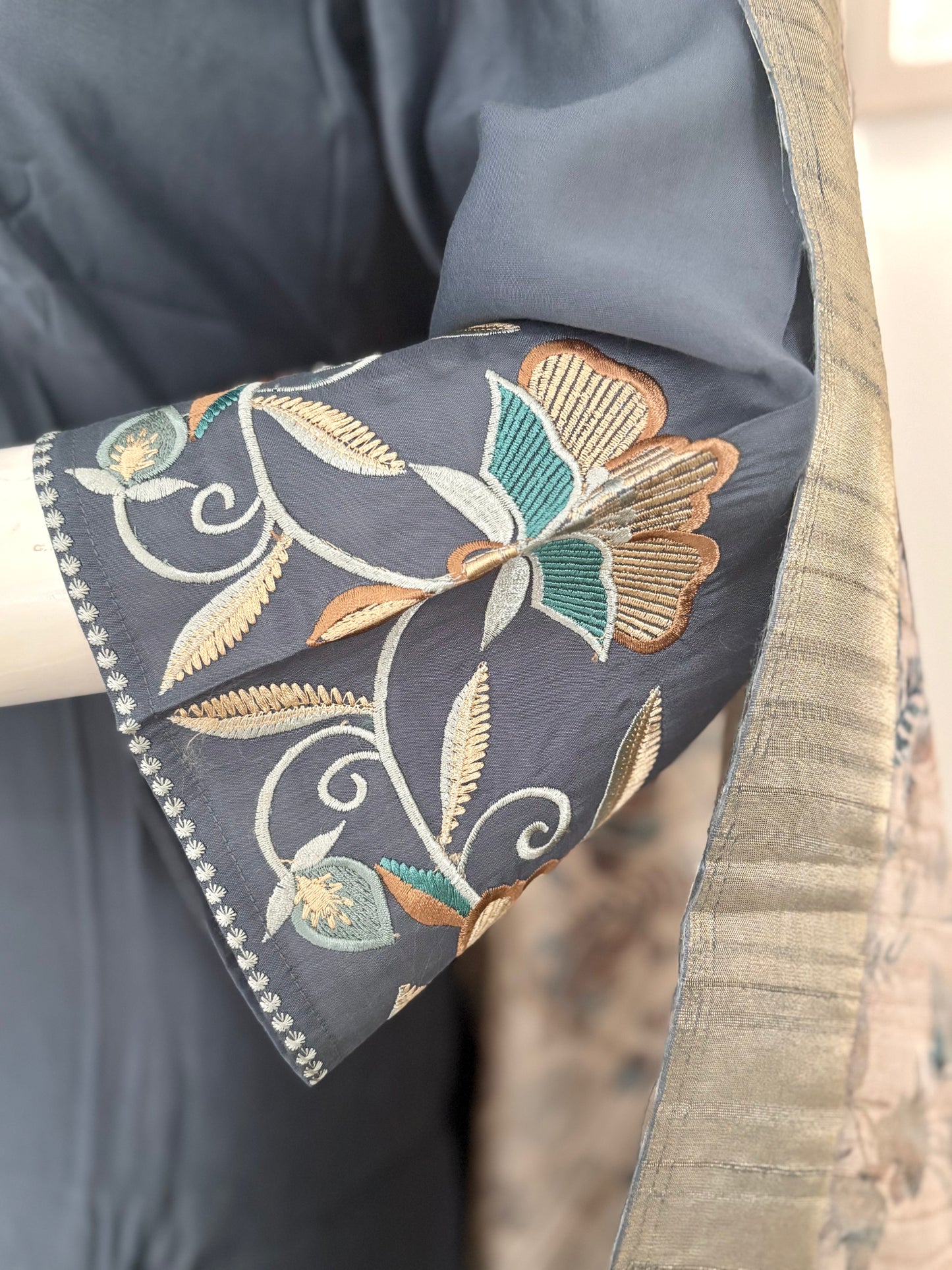 Zehra – Grey & Beige Pure Silk Kurta Set