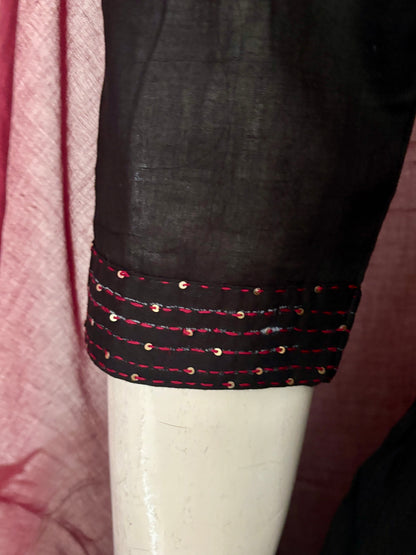 Black Pure Cotton Anarkali Suit