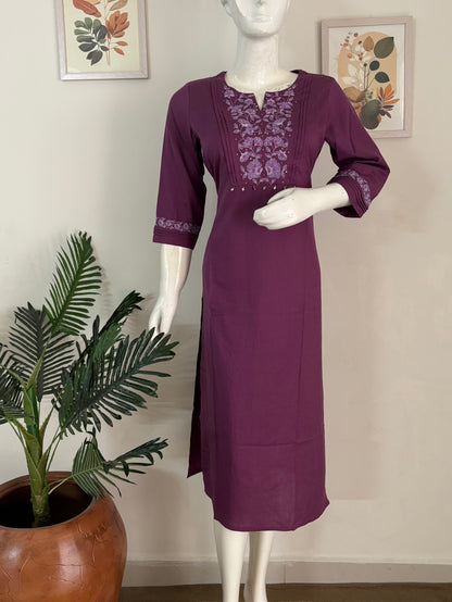 Purple Cotton Kurta - Office & Smart Wear