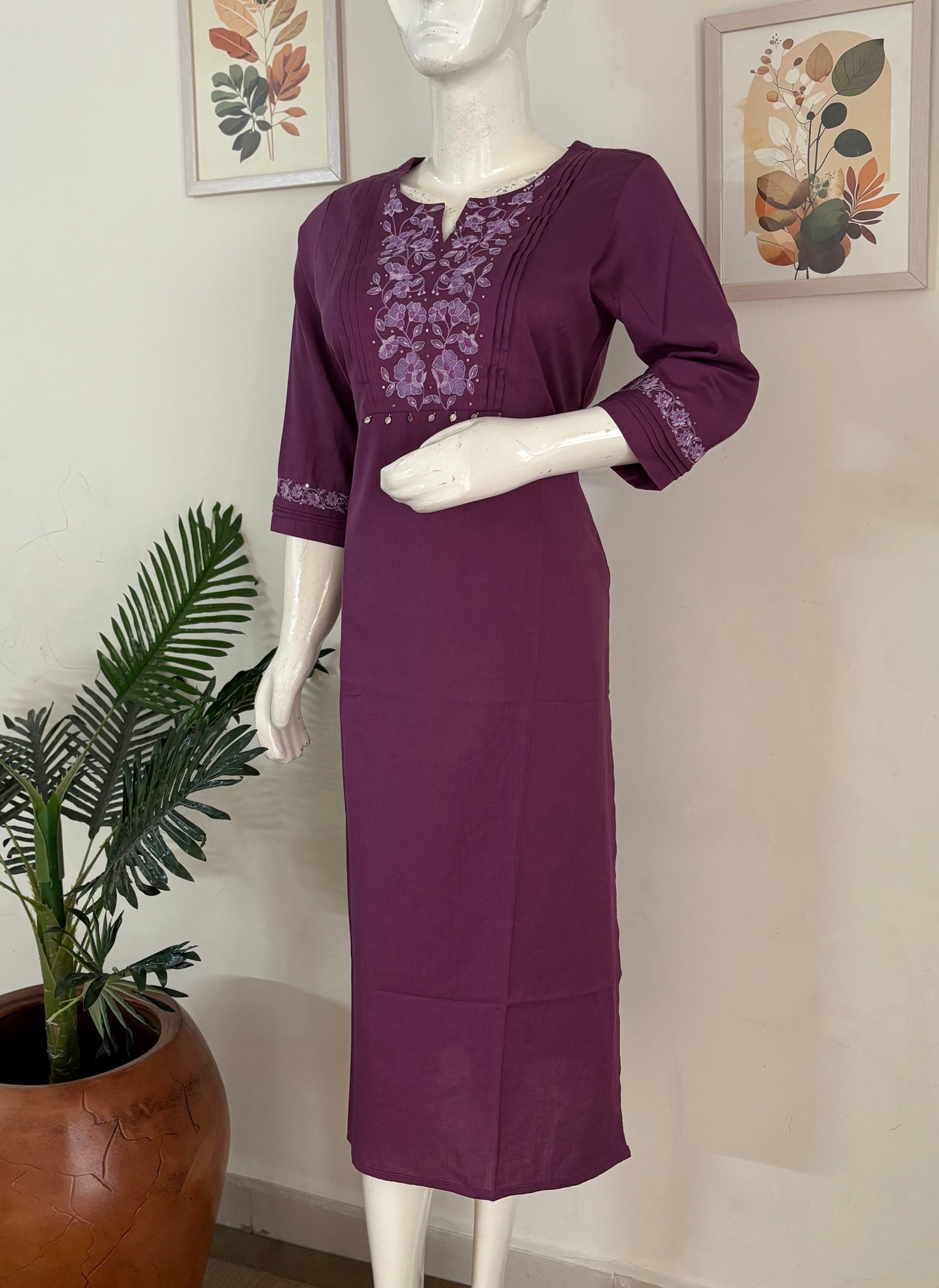 Purple Cotton Kurta - Office & Smart Wear