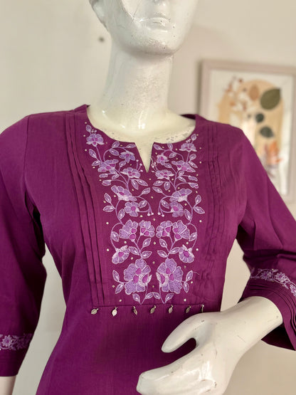 Purple Cotton Kurta - Office & Smart Wear