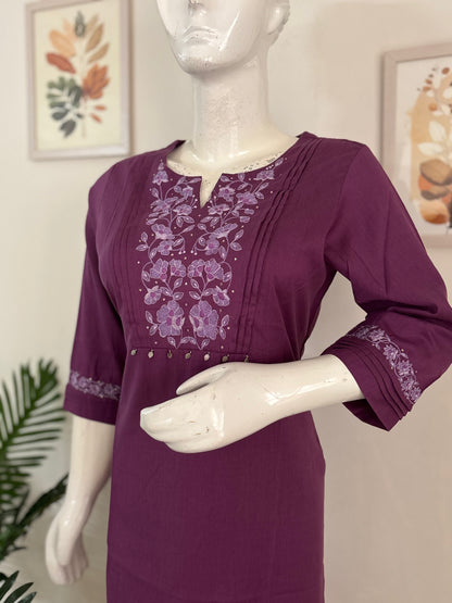 Purple Cotton Kurta - Office & Smart Wear