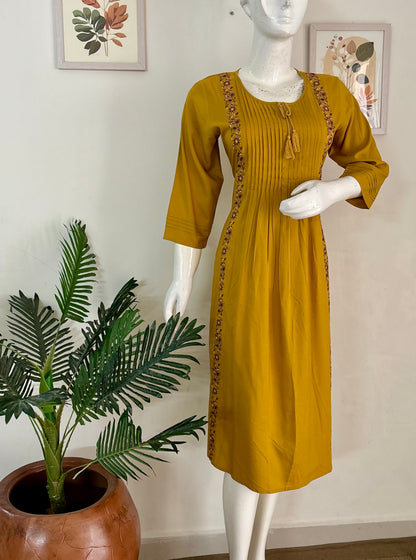 Mustard Yellow Cotton Kurta