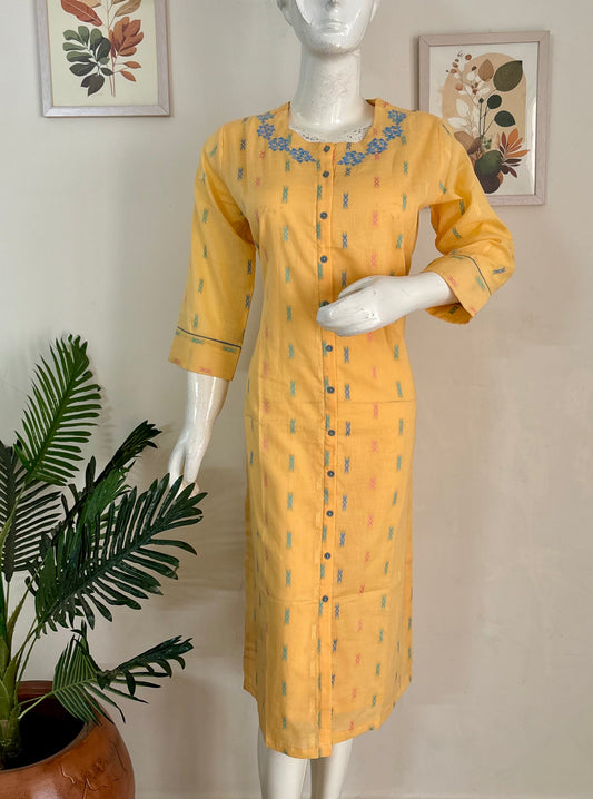 Yellow Pure Cotton Kurta