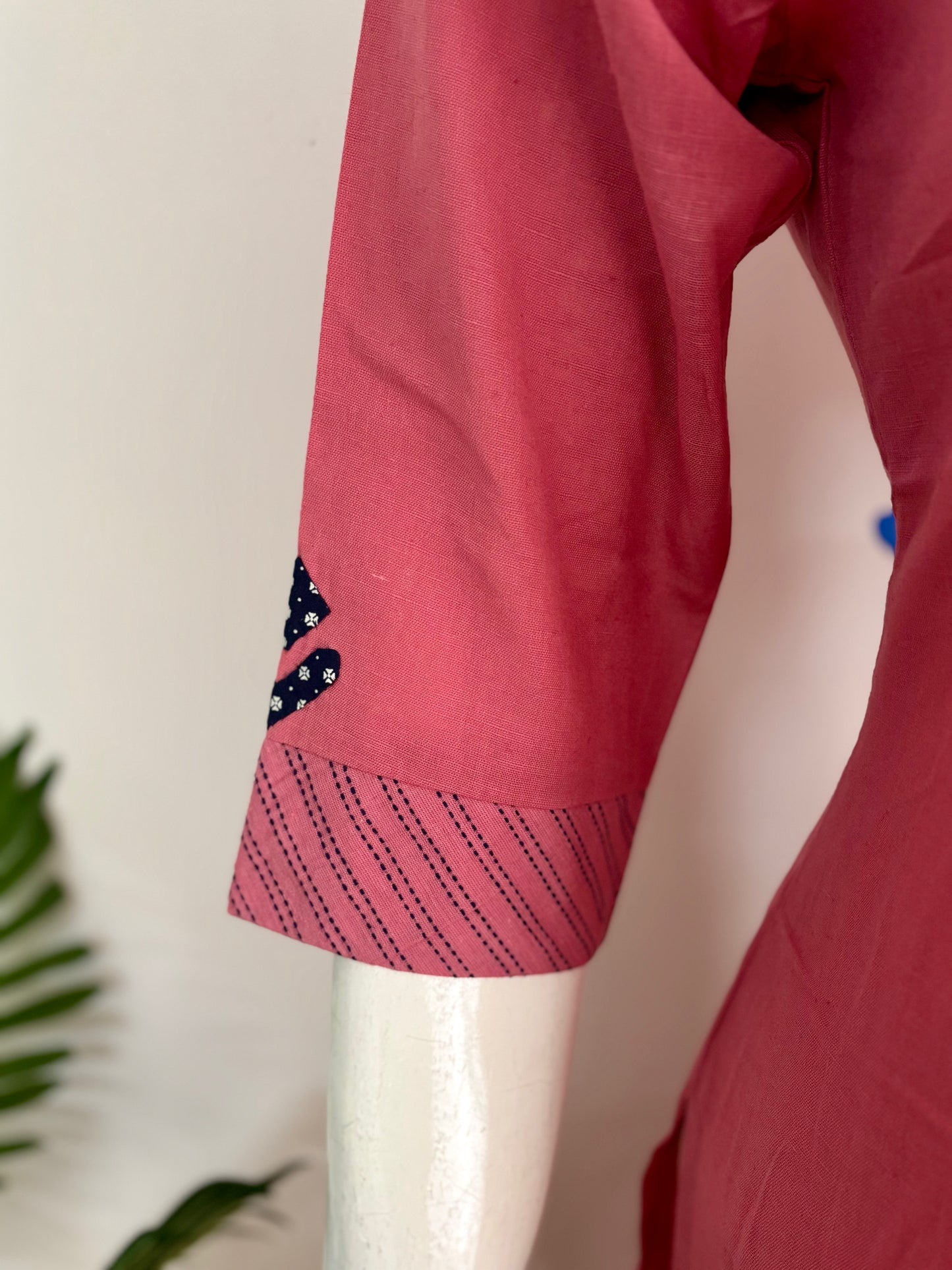 Pink Handloom Cotton Kurta