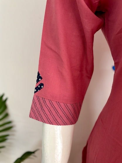 Pink Handloom Cotton Kurta
