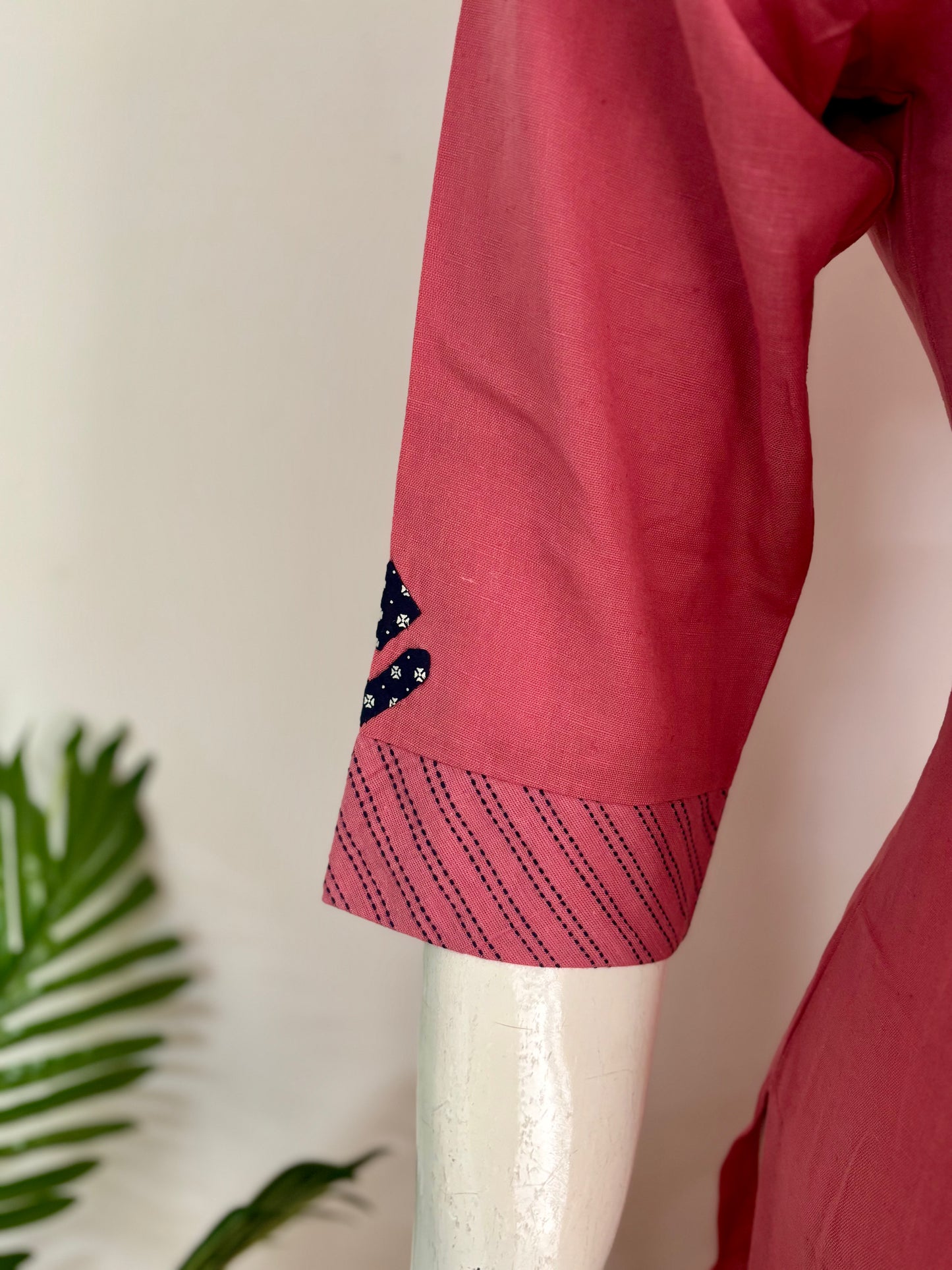 Pink Handloom Cotton Kurta