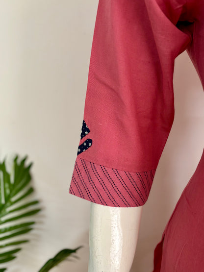 Pink Handloom Cotton Kurta